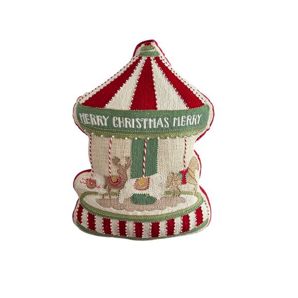 Christmas Throw Pillow Christmas Carousel 14” X 20” - Picture 1 of 2